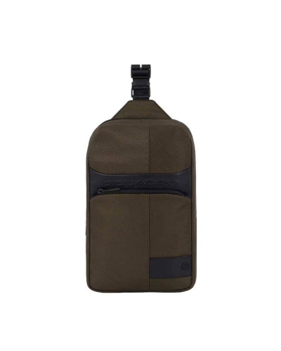 PIQUADRO Mono sling W129 leather and fabric Green - CA5751W129-VE