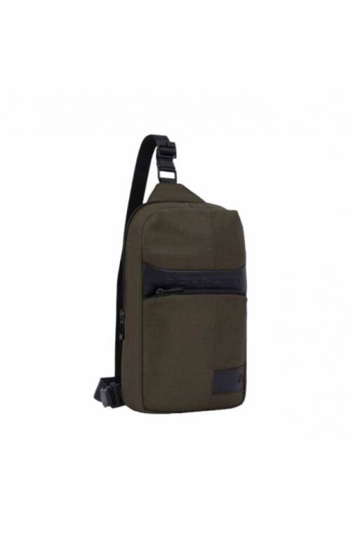 PIQUADRO Mono sling W129 leather and fabric Green - CA5751W129-VE