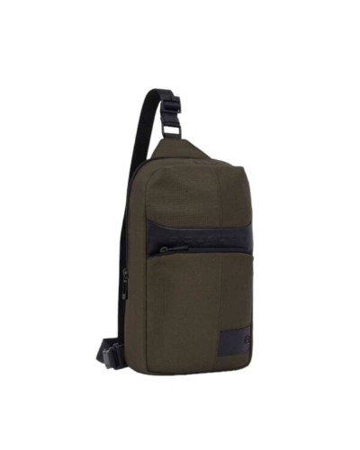 PIQUADRO Mono sling W129 leather and fabric Green - CA5751W129-VE