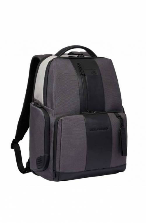PIQUADRO Backpack Brief leather and fabric Gray - CA4532BR2S-GRN