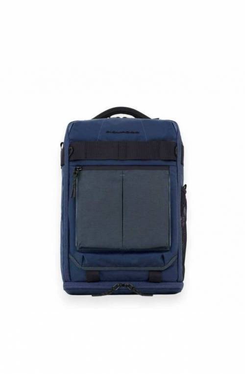 PIQUADRO Backpack S125 leather and fabric Blue - CA5999S125L-BLU