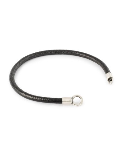 Trollbeads Lederarmband mit schwarzem Silber 21 cm TLEBR-00085