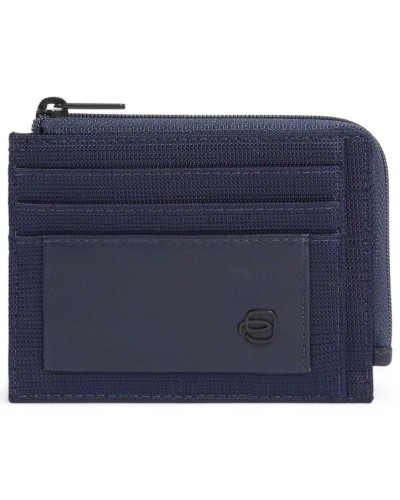Portacarte PIQUADRO Blu pelle e tessuto - PP4822S136R-BLU