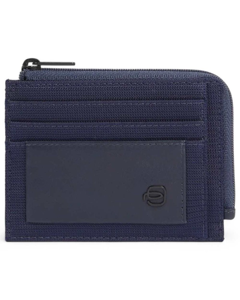 Portacarte PIQUADRO Blu pelle e tessuto - PP4822S136R-BLU