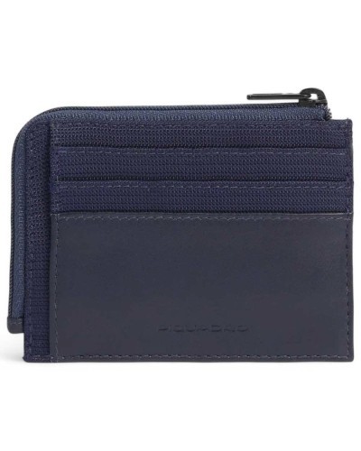 Portacarte PIQUADRO Blu pelle e tessuto - PP4822S136R-BLU