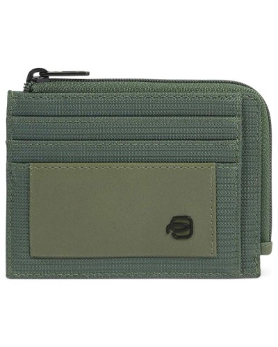PIQUADRO Titular de la tarjeta verde cuero y tejido - PP4822S136R-VE