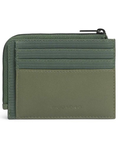 PIQUADRO Titular de la tarjeta verde cuero y tejido - PP4822S136R-VE