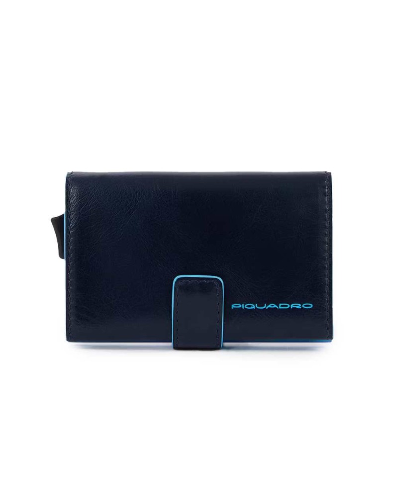 PIQUADRO Kartenhalter blue square Blau Leder - PP5649B2BLR-BLU2
