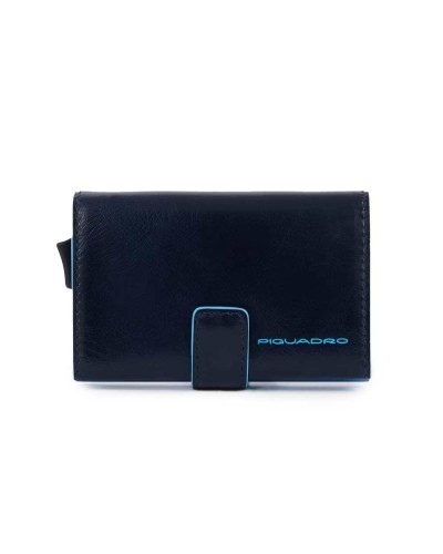 PIQUADRO Kartenhalter blue square Blau Leder - PP5649B2BLR-BLU2