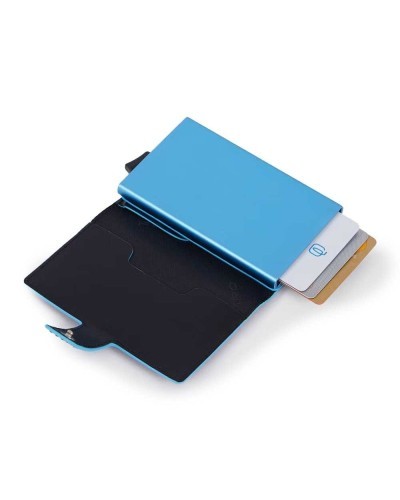 PIQUADRO Kartenhalter blue square Schwarz Leder - PP5649B2BLR-N