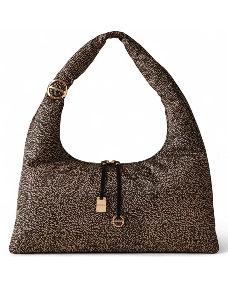 BORBONESE Hobo tasche OP NATURALE/NERO Damen | PoppinsBags