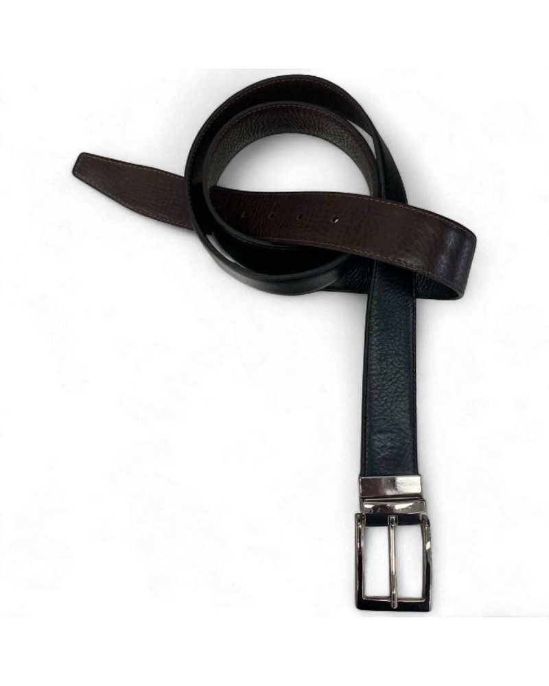 Cintura OFFICINE DEL CUOIO Uomo Pelle Reversibile Nero