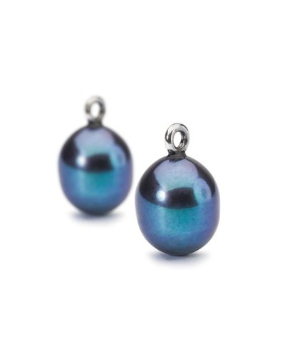 TROLLBEADS Ohrringe Pfauenfarbige Perlen oval