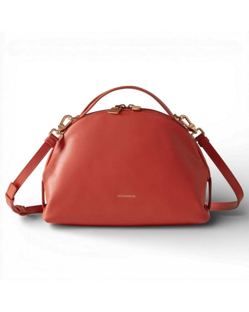 BORBONESE Sexy Bag S. with Strap Nappa Calfskin Red