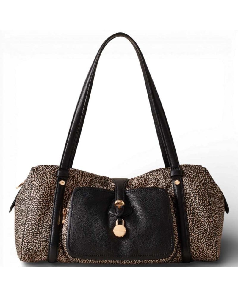 BORBONESE Bauletto M. Tasche OP Natur/Schwarz | PoppinsBags