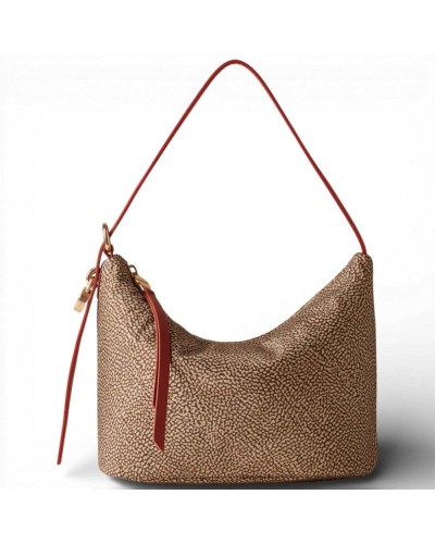 BORBONESE Bucket Bag S. Beige/Red Papaya | PoppinsBags