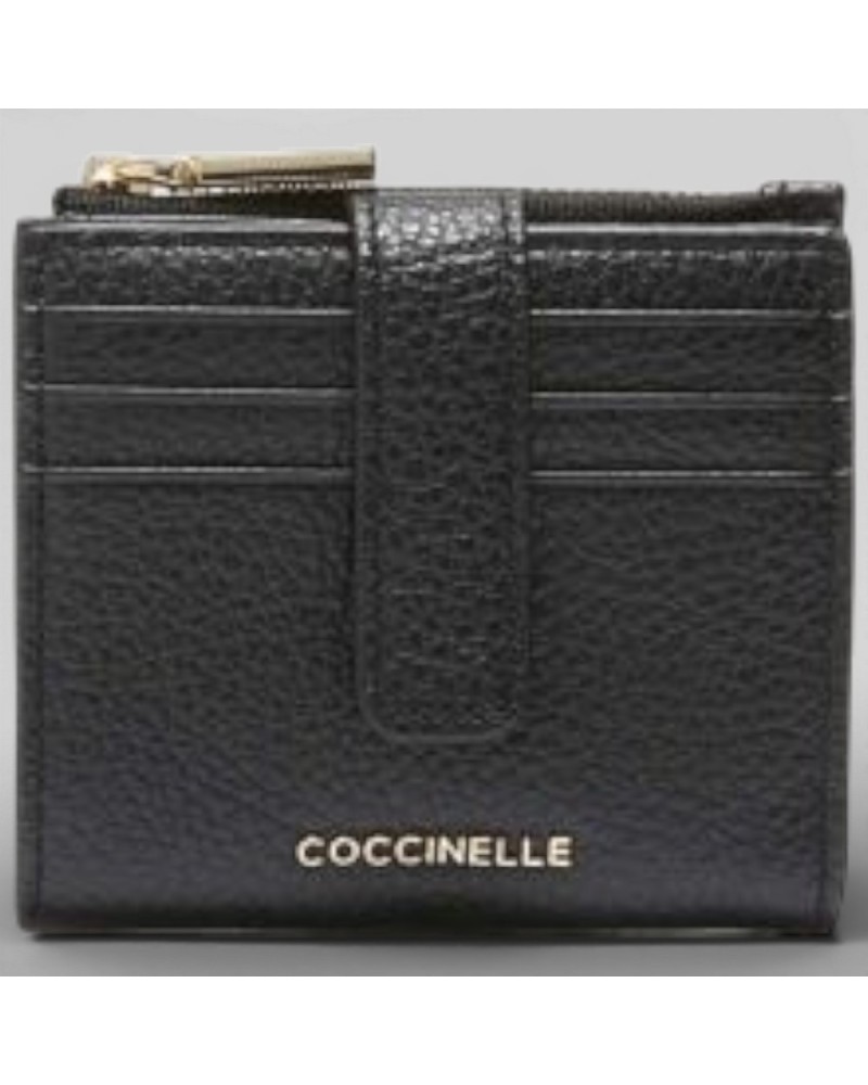 Coccinelle Metallic Soft Geldbörse Damen Schwarz aus Leder