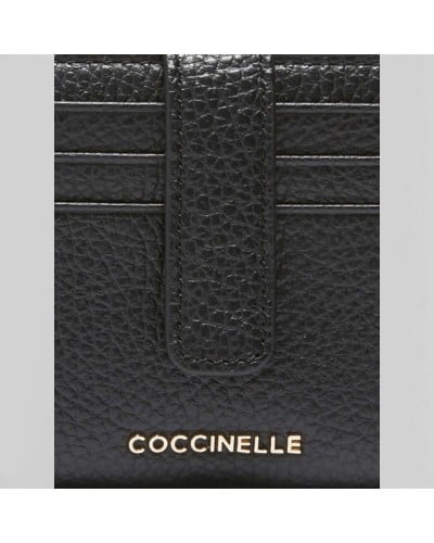 Coccinelle Metallic Soft Geldbörse Damen Schwarz aus Leder