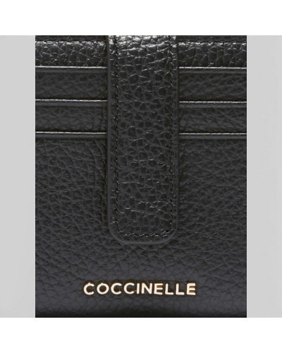 Coccinelle Metallic Soft Geldbörse Damen Schwarz aus Leder