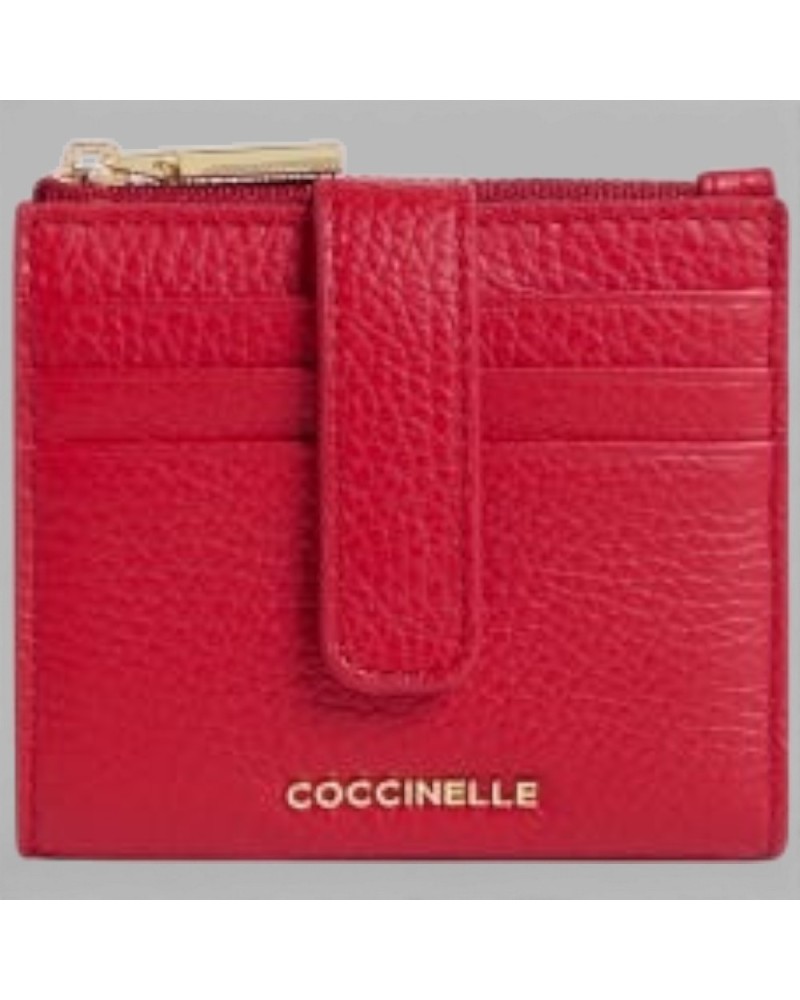 Coccinelle Metallic Soft Geldbörse Damen Scharlachrot aus Leder