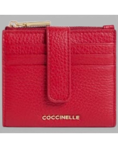 Coccinelle Metallic Soft Geldbörse Damen Scharlachrot aus Leder