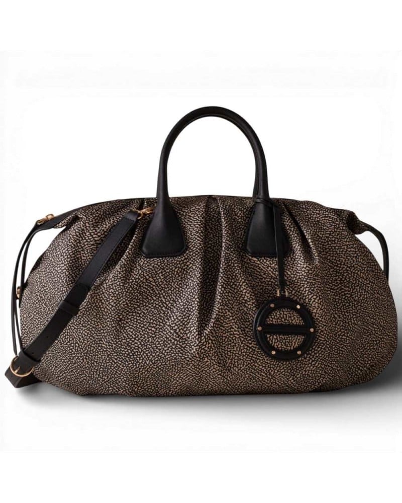 BORBONESE Large Bauletto Bag with Shoulder Strap OP