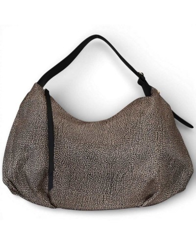 BORBONESE Hobo Bag M. OP Natural/Black | PoppinsBags
