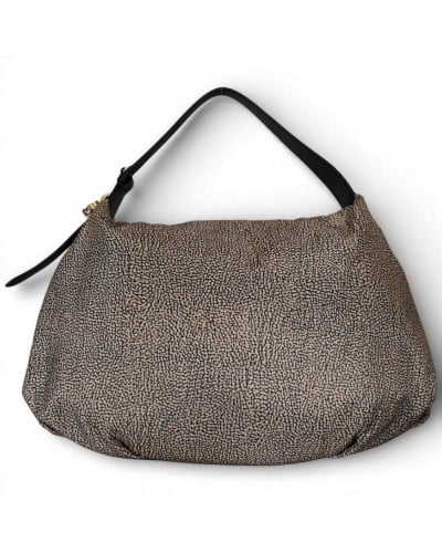 BORBONESE Hobo Bag M. OP Natural/Black | PoppinsBags