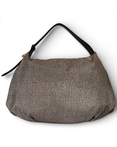 BORBONESE Hobo Bag M. OP Natural/Black | PoppinsBags