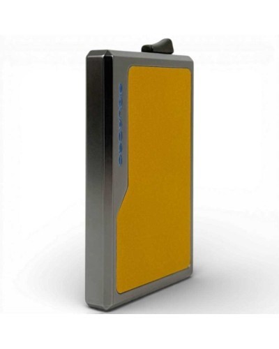 Piquadro Blue Square Card Holder Unisex Yellow Aluminum and