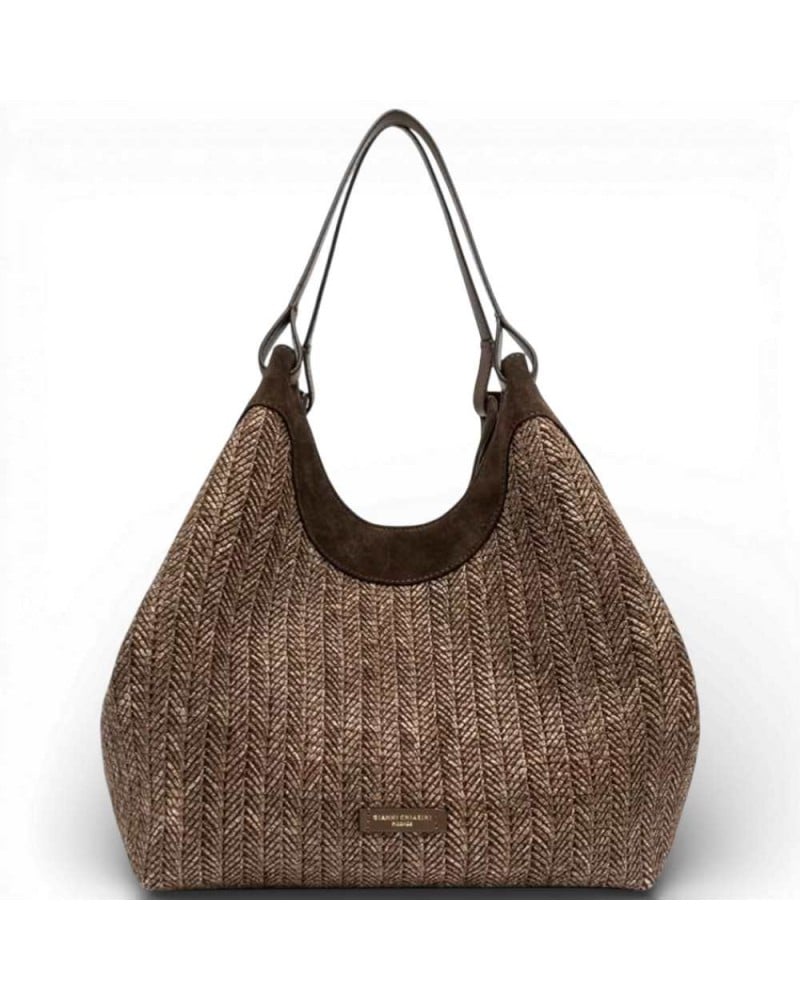 Gianni Chiarini Borsa Dua Donna Choco in Tessuto e Pelle