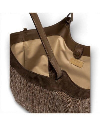 Gianni Chiarini Borsa Dua Donna Choco in Tessuto e Pelle