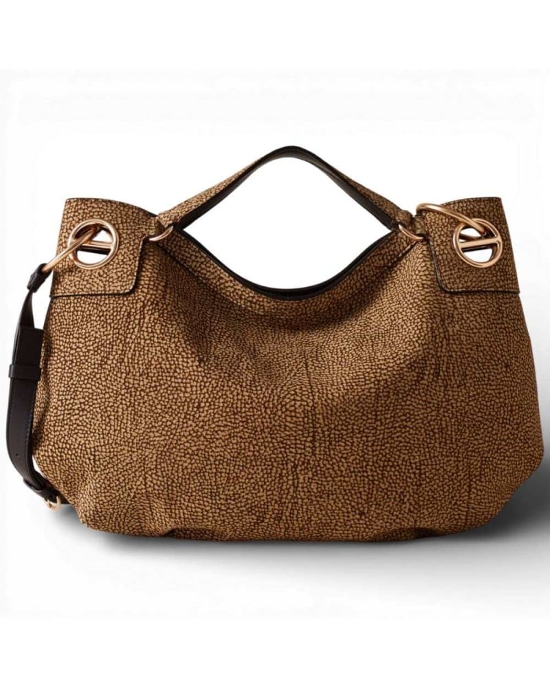 BORBONESE London Bag M. with Strap Sueded Lambskin