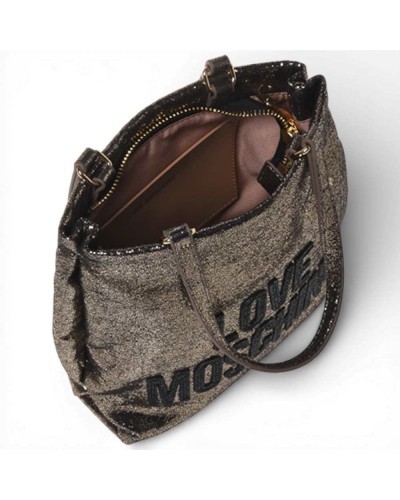 Love Moschino Soft Bag Women Gold Fabric | PoppinsBags