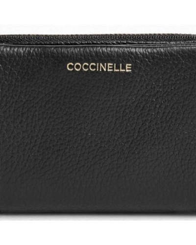 Coccinelle Wallet Women Black Grained Leather | PoppinsBags