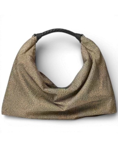 BORBONESE Hobo Bag M. OP Natural/Black | PoppinsBags