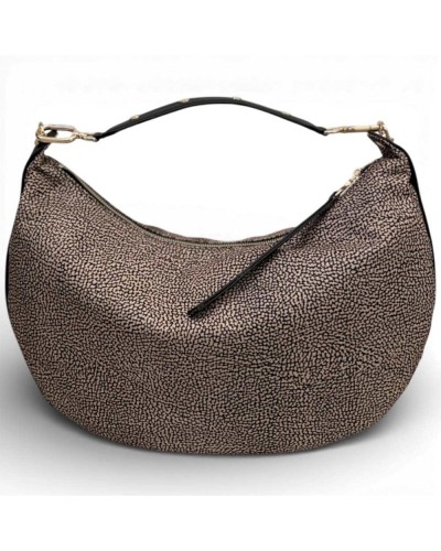 BORBONESE Hobo Bag M. OP Natural/Black | PoppinsBags