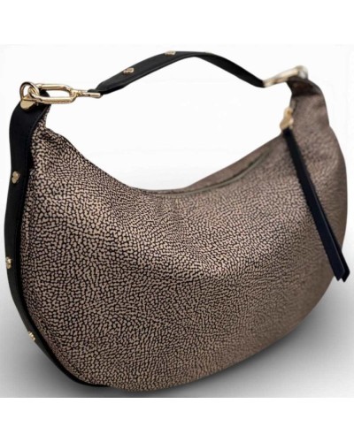 BORBONESE Hobo Bag M. OP Natural/Black | PoppinsBags