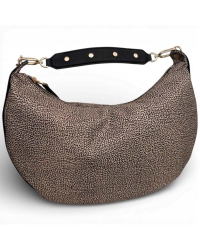 BORBONESE Hobo Bag M. OP Natural/Black | PoppinsBags