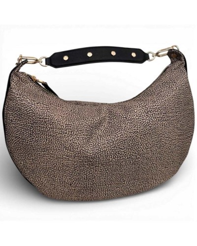 BORBONESE Hobo Bag M. OP Natural/Black | PoppinsBags