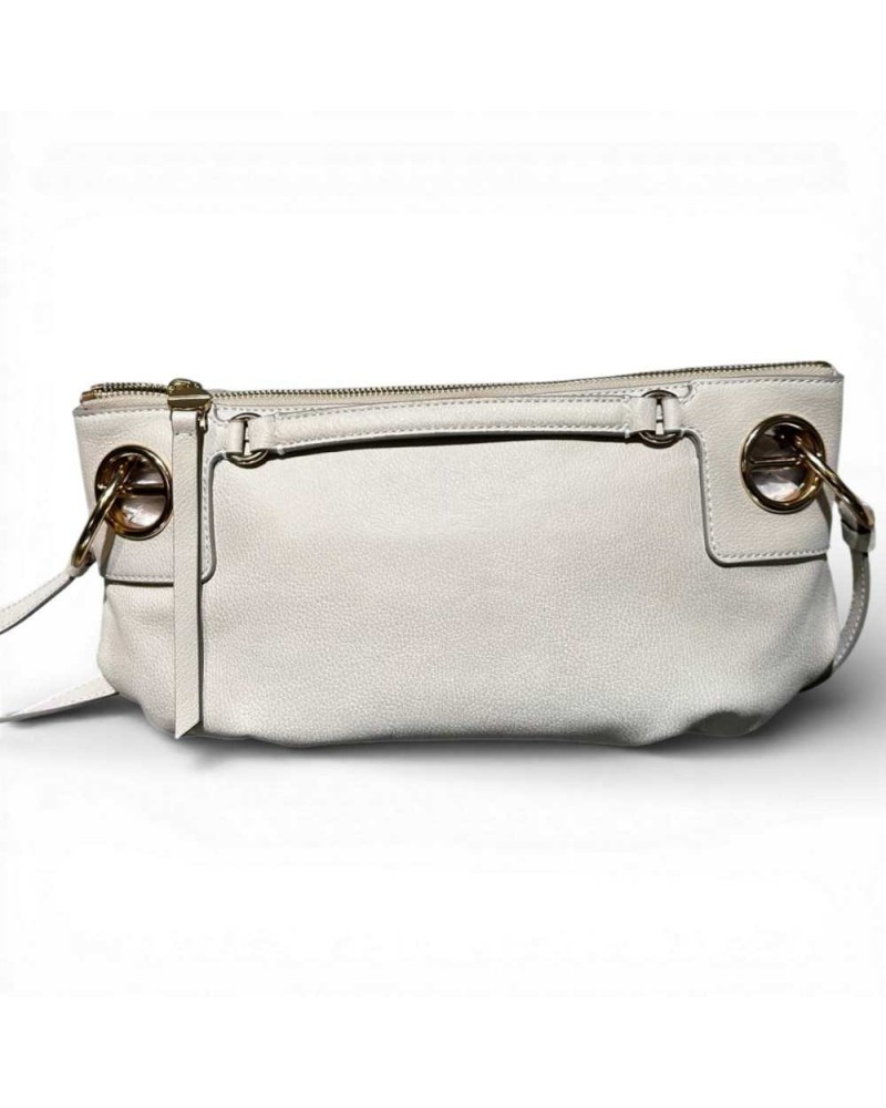 BORBONESE London Cross Over Bag S. Nubuck Calfskin White