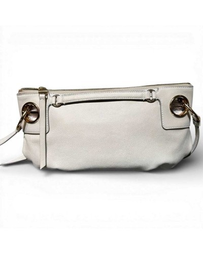 BORBONESE London Cross Over Bag S. Nubuck Calfskin White