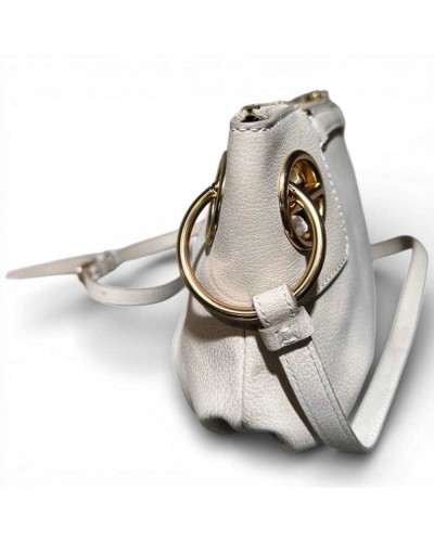 BORBONESE London Cross Over Bag S. Nubuck Calfskin White