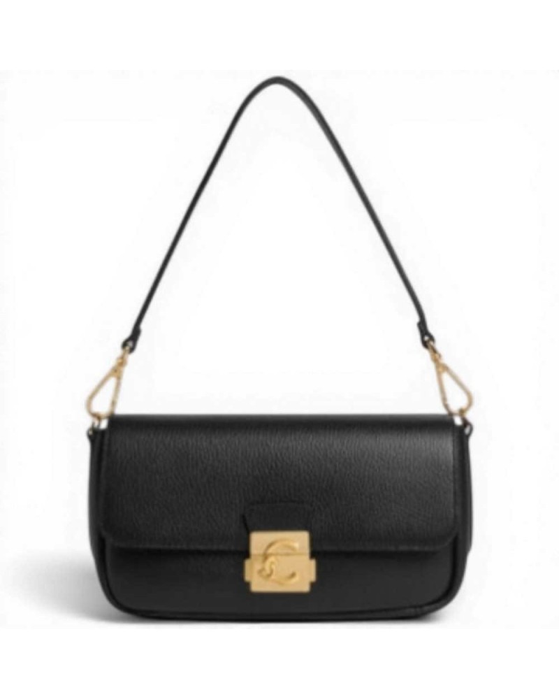 Coccinelle C-Me Lock Medium Handbag Women Noir Grained