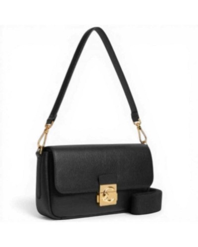Coccinelle C-Me Lock Medium Handbag Women Noir Grained