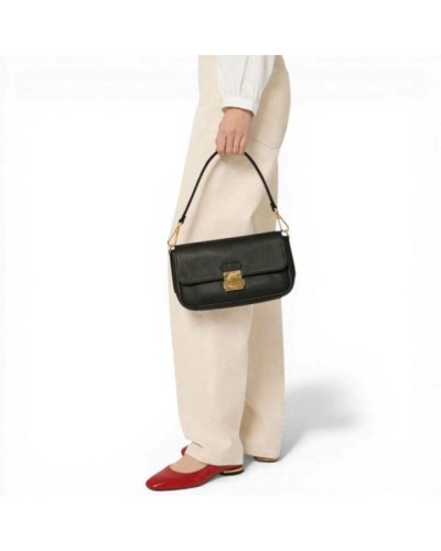 Coccinelle C-Me Lock Medium Handbag Women Noir Grained