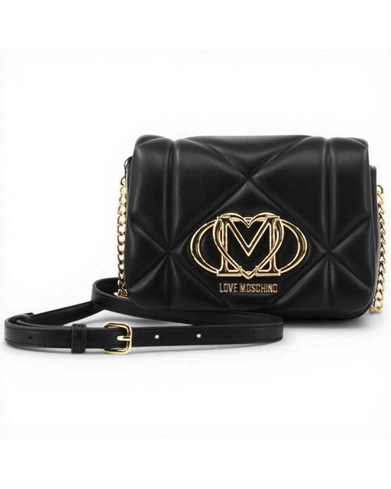 Love Moschino Embossed Heart Umhängetasche Damen Schwarz