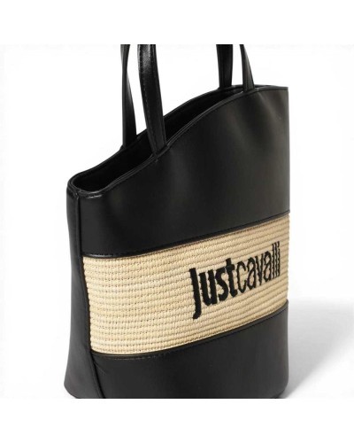Just cavalli JC Block Straw Umhängetasche Damen Schwarz aus