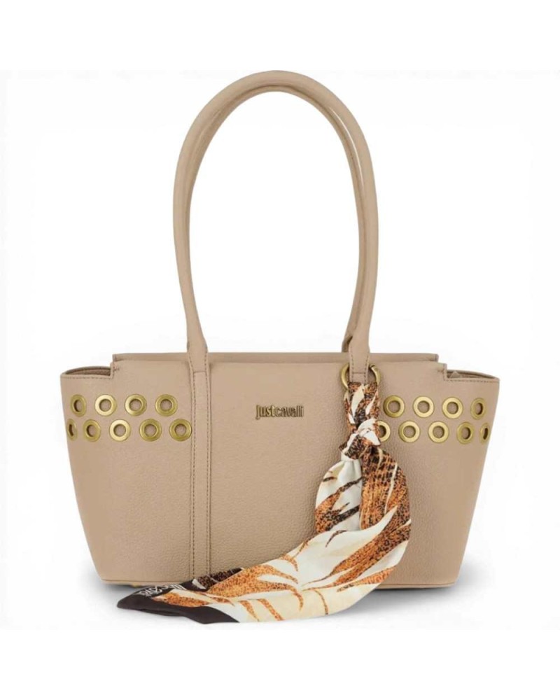 Just cavalli Borsa Tote Foulard Eyelets Donna Naturale in