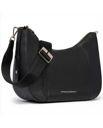 Piquadro W92 Umhängetasche Damen Schwarz aus Leder mit iPad